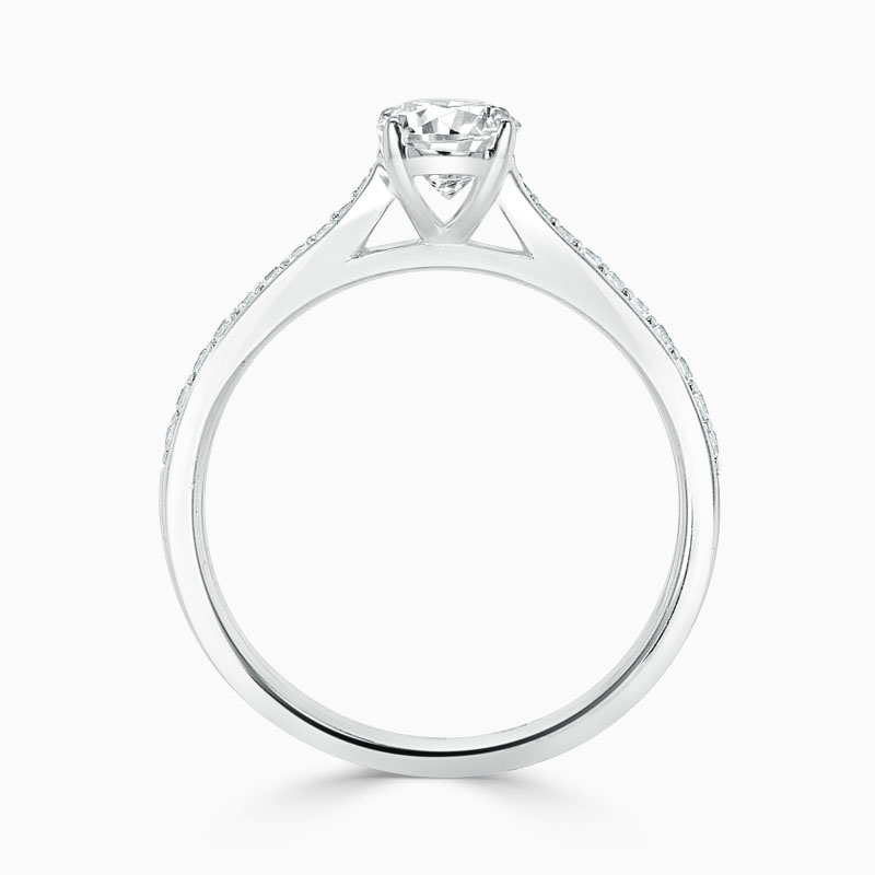 18ct White Gold Oval Shape Tapered Pavé Engagement Ring