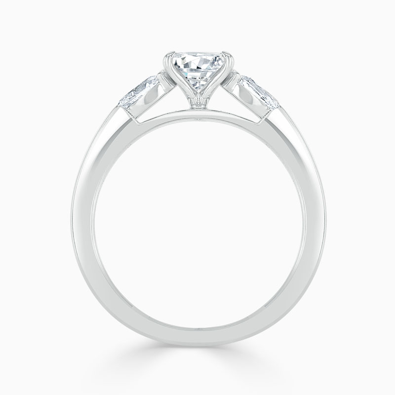 Platinum Oval Shape 3 Stone with Tapers Engagement Ring