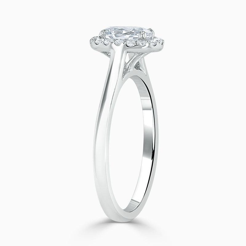 Platinum Oval Shape Classic Plain Halo Engagement Ring