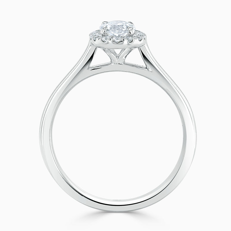 Platinum Oval Shape Classic Plain Halo Engagement Ring