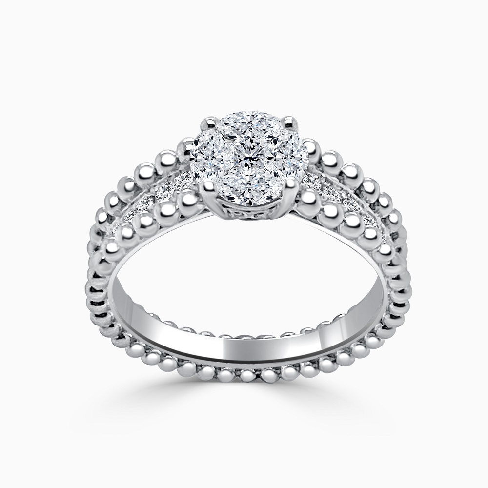 Marquise, Princess Cut & Round Diamond Cluster Ring