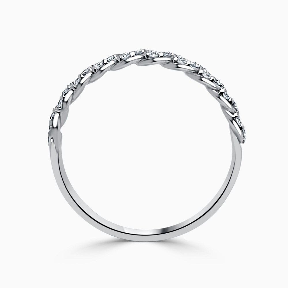 18ct White Gold Diamond Set Chain Link Ring