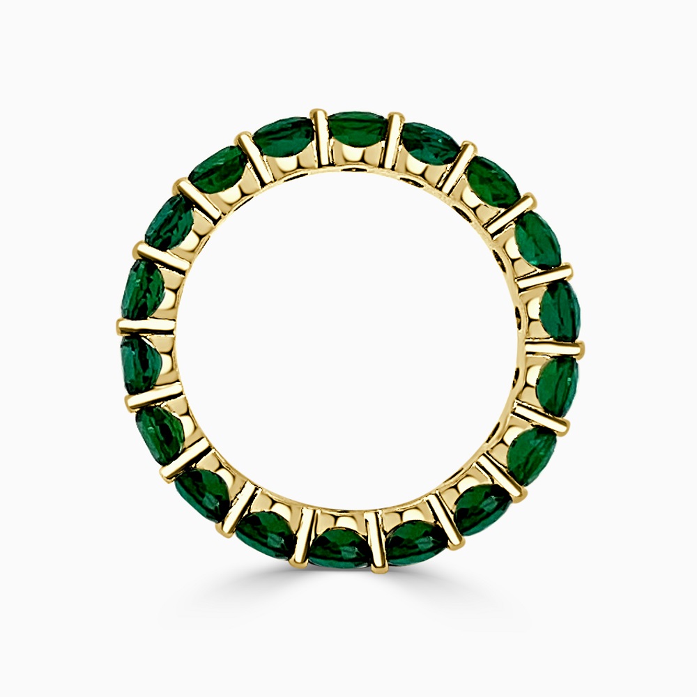 18ct Yellow Gold Round Brilliant Lab Grown Emerald Claw Set Full Eternity Ring