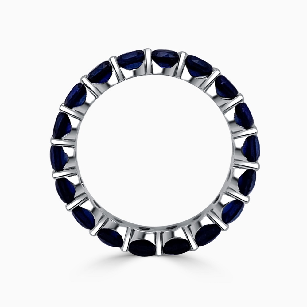 18ct White Gold Round Brilliant Lab Grown Sapphire Claw Set Full Eternity Ring