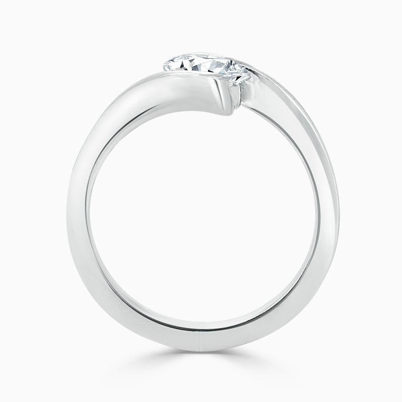 Platinum Oval Shape Crossover Engagement Ring