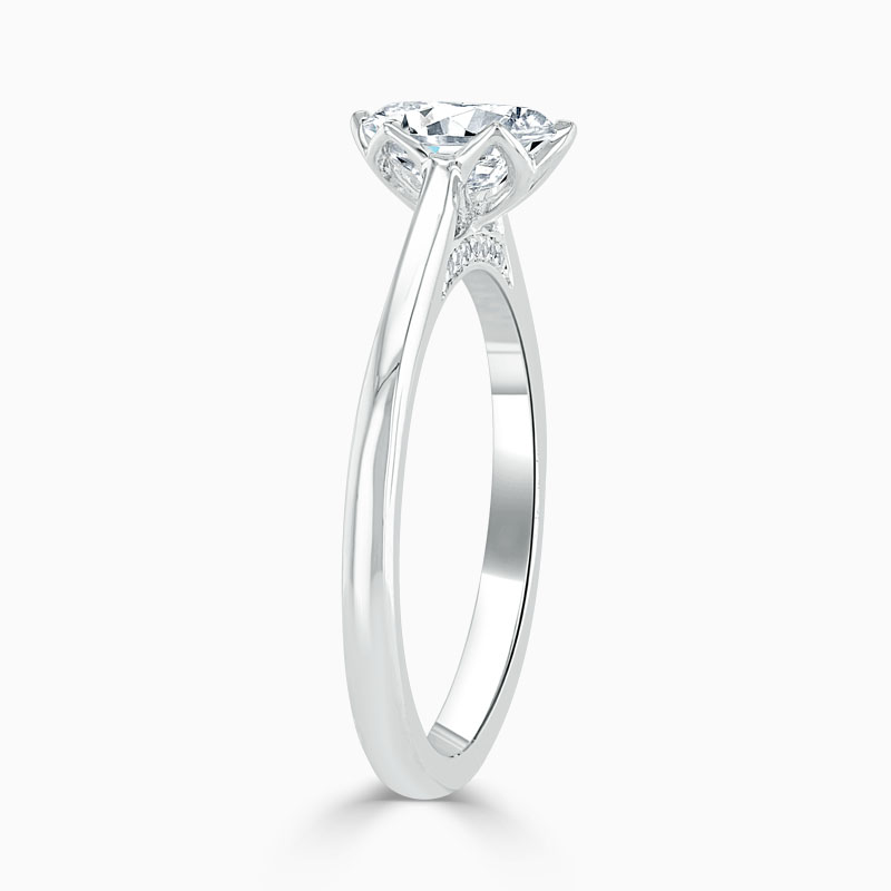 Platinum Oval Shape Diamond Set Lotus Engagement Ring