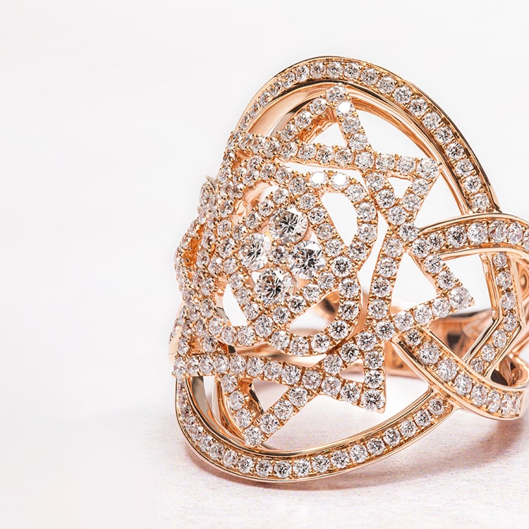 18ct Rose Gold Geometric Diamond Dress Ring