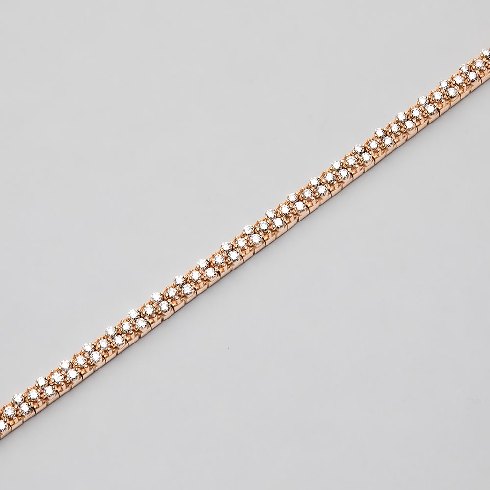 18ct Rose Gold Triad Diamond Set Bracelet