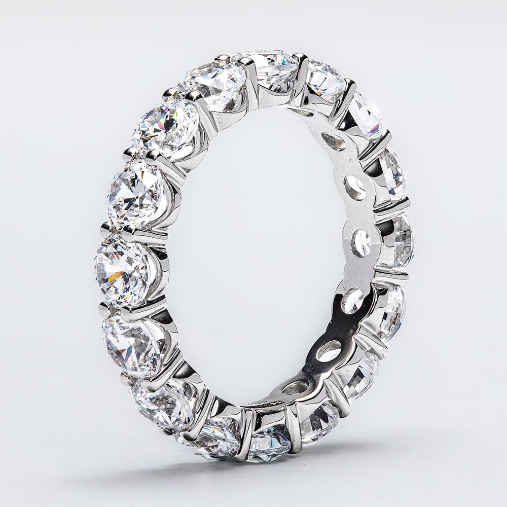 Platinum Round Brilliant Diamond Claw Set Full Eternity Ring