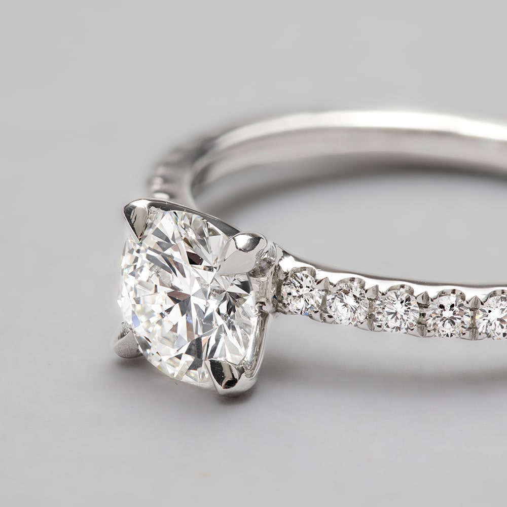 Platinum Round Brilliant Simplicity Cutdown Engagement Ring with Round, 0.80ct, G Colour, VS2 Clarity -  GIA 2267036138 