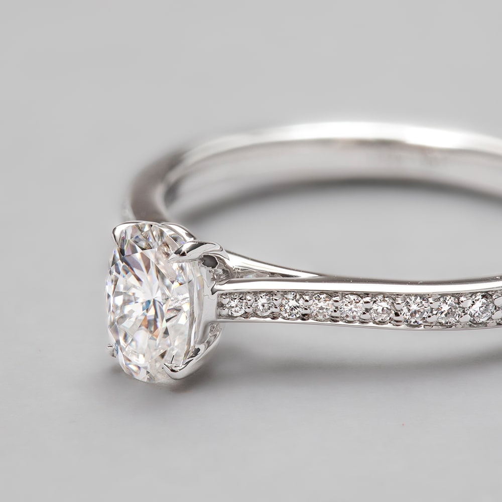 9ct Oval Tapered Pave With 7x5 Moissanite