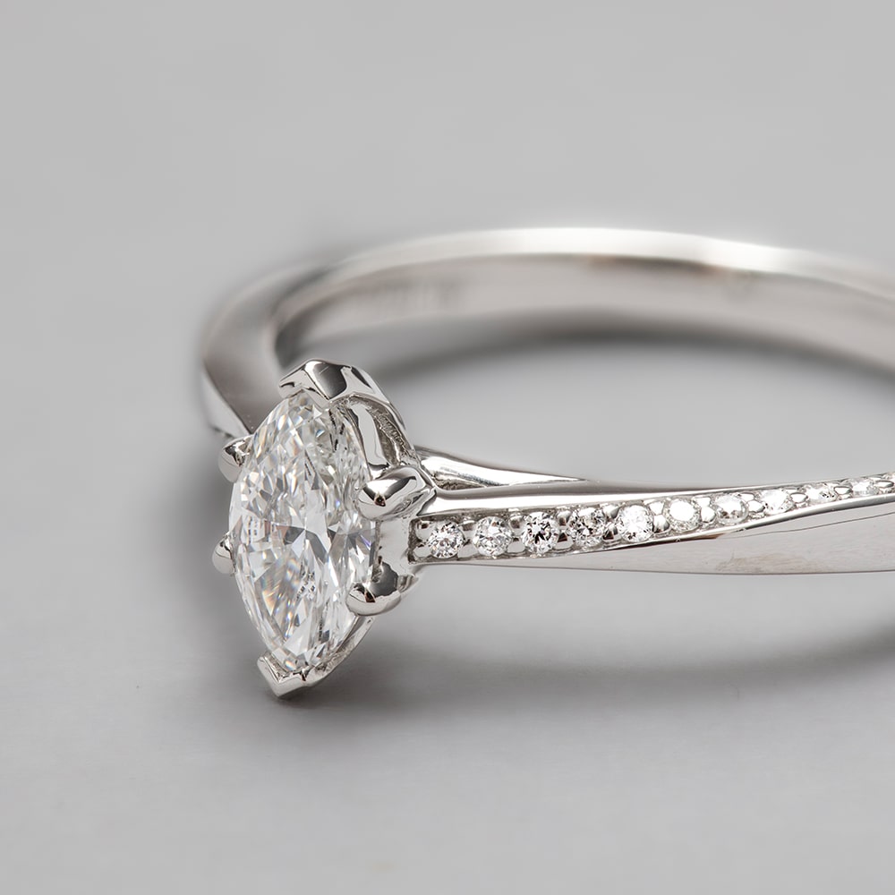 Platinum Marquise Cut Vortex Engagement Ring with Marquise, 0.34ct, E Colour, VVS2 Clarity - IGI LG494160456 