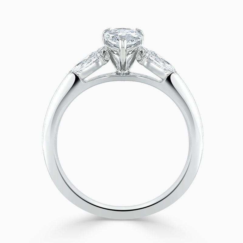 Platinum Pear Shape 3 Stone with Pears Engagement Ring