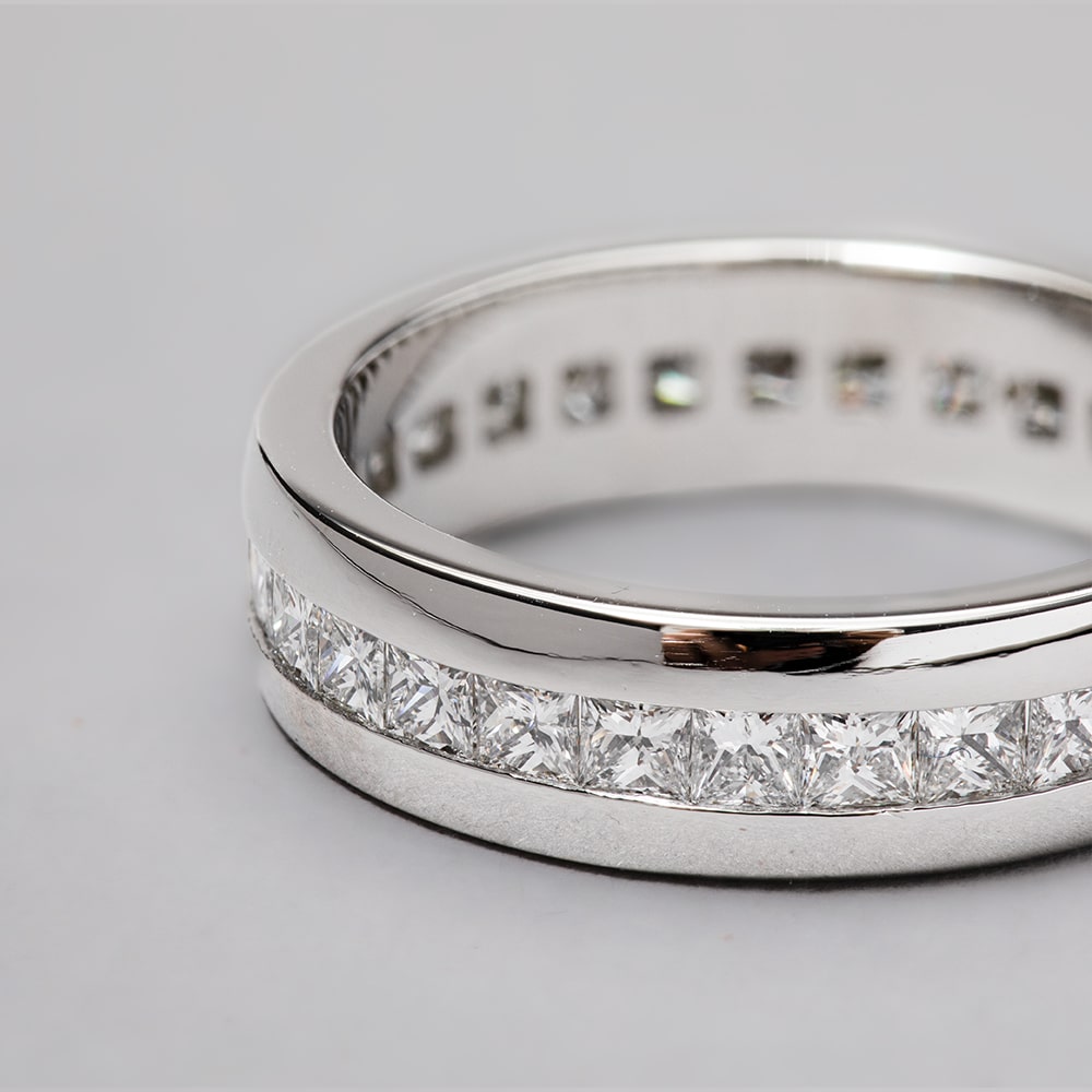 Platinum Central Channel With Princess Eternity Ring