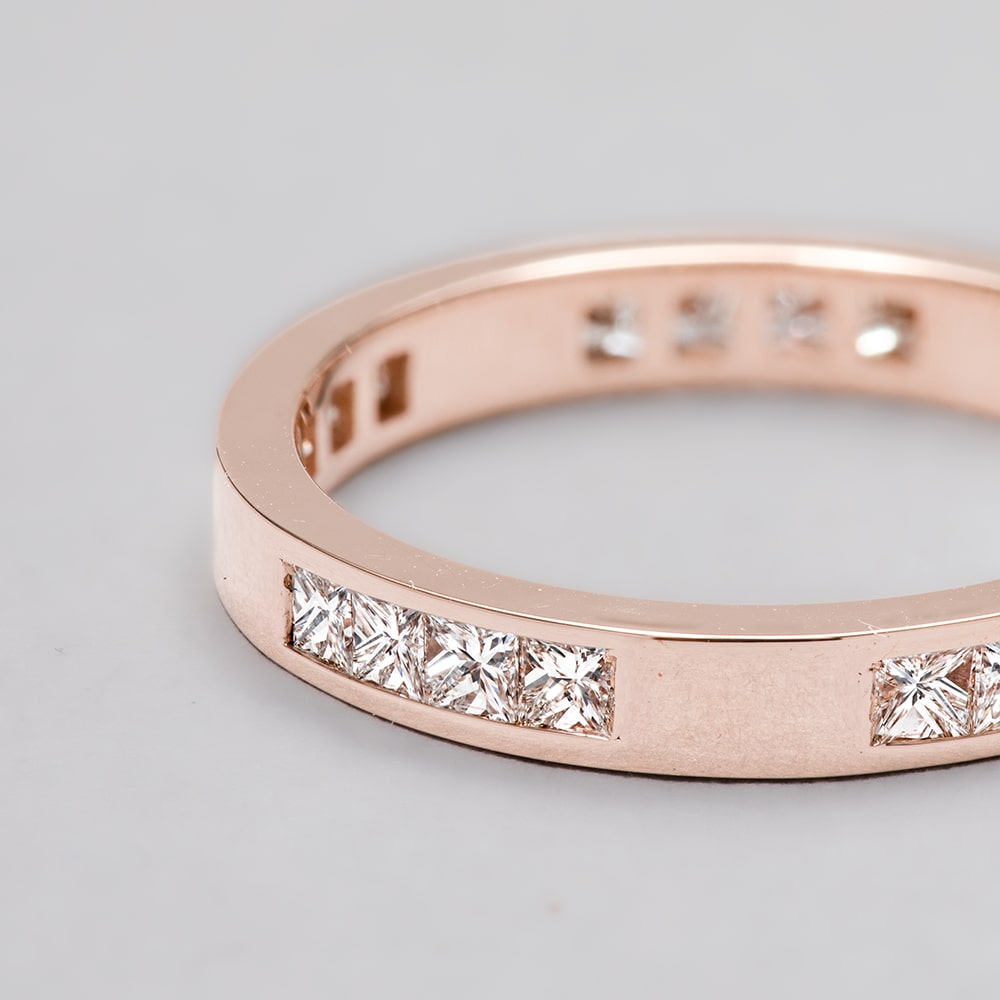 18ct Rose Gold Princess Channel Insert Eternity Ring