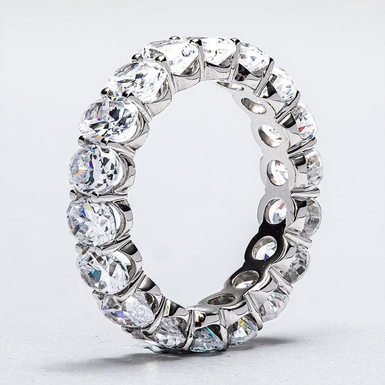 18ct White Gold Oval Shape Lab Diamond Claw Set Full Eternity Ring