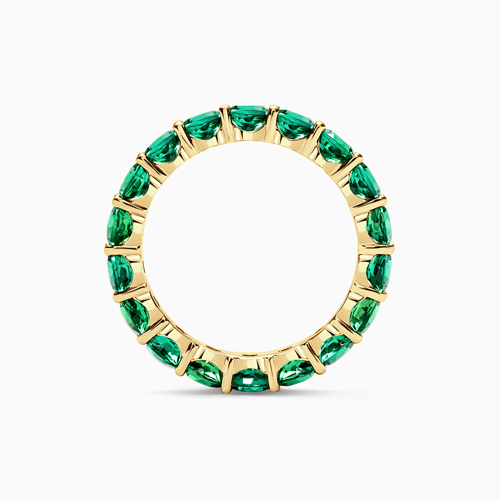18ct Yellow Gold Round Brilliant Claw Set Full Claw Set Round Lab Emerald Full Eternity Ring
