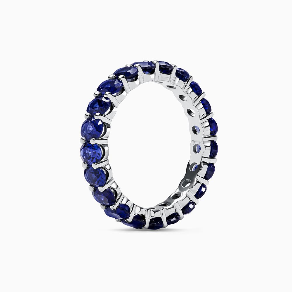 18ct White Gold Claw Set Oval Lab Sapphire Full Eternity Ring