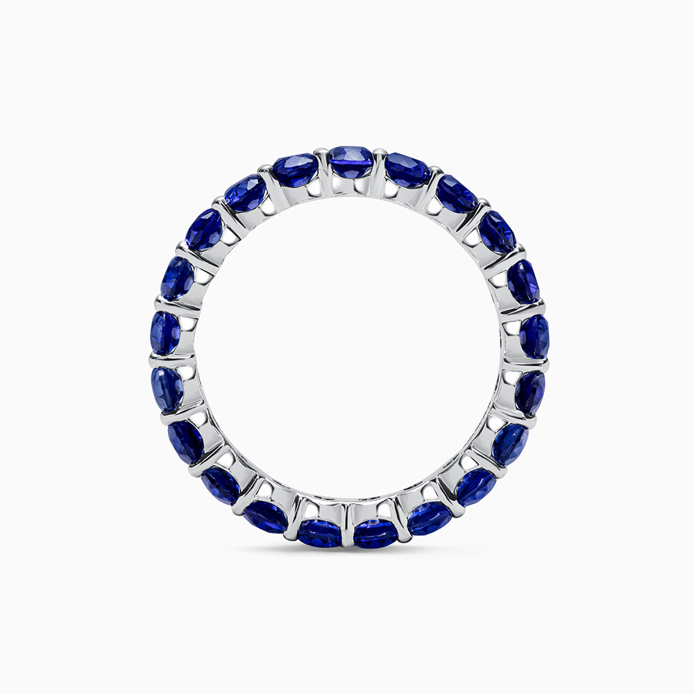 18ct White Gold Claw Set Oval Lab Sapphire Full Eternity Ring
