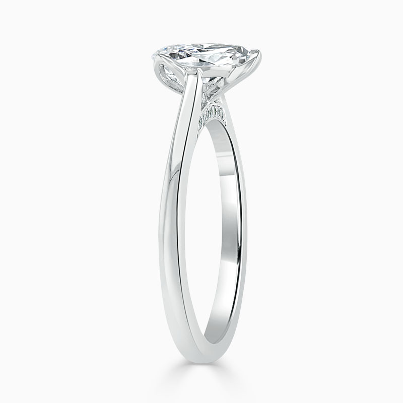 Platinum Pear Shape Diamond Set Lotus Engagement Ring