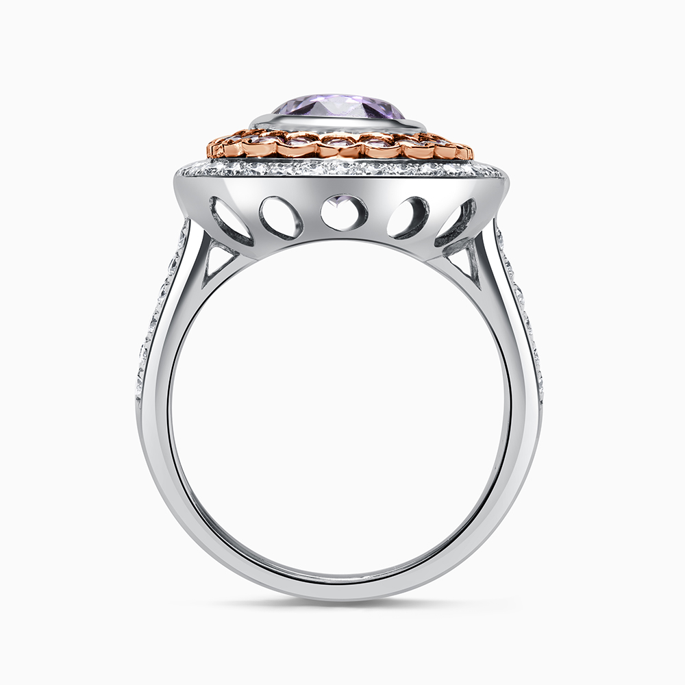 18ct White Gold Oval Cut Amethyst And Pink Sapphire Ring