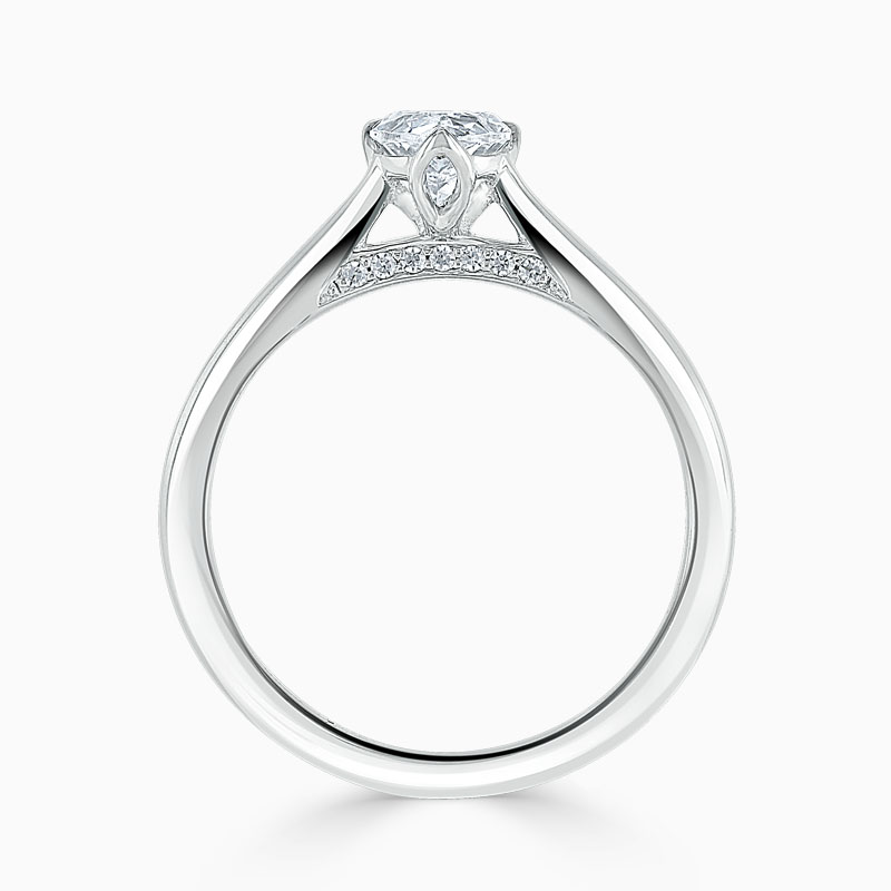 Platinum Pear Shape Diamond Set Lotus Engagement Ring