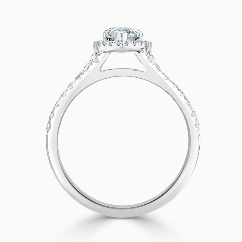 Platinum Pear Shape Split Shoulder Halo Engagement Ring