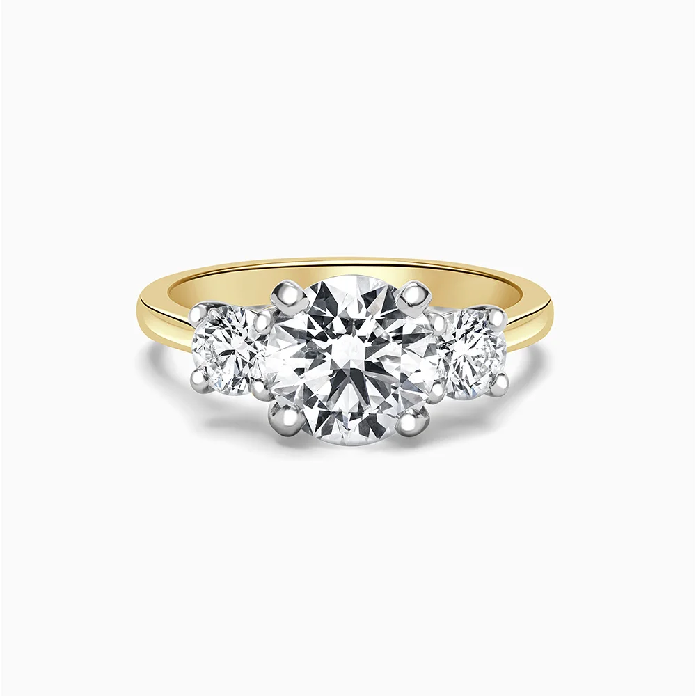 18ct Yellow Gold Lab Grown Round Brilliant 3 Stone with Rounds Engagement Ring with Round, 2.00ct, F Colour, VS2 Clarity - IGI LG476169865