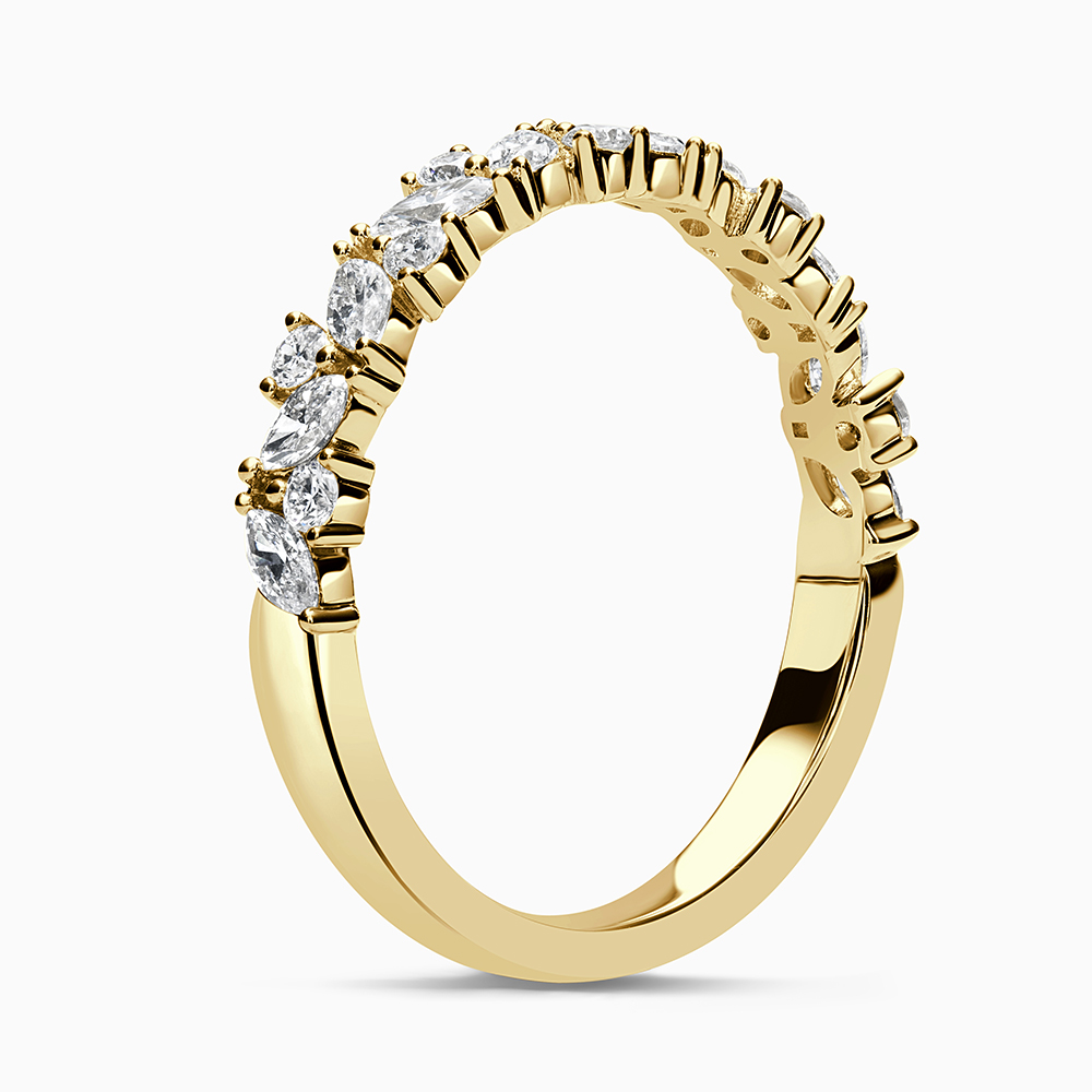 18ct Yellow Gold Alternating Marquise And Round Eternity Ring