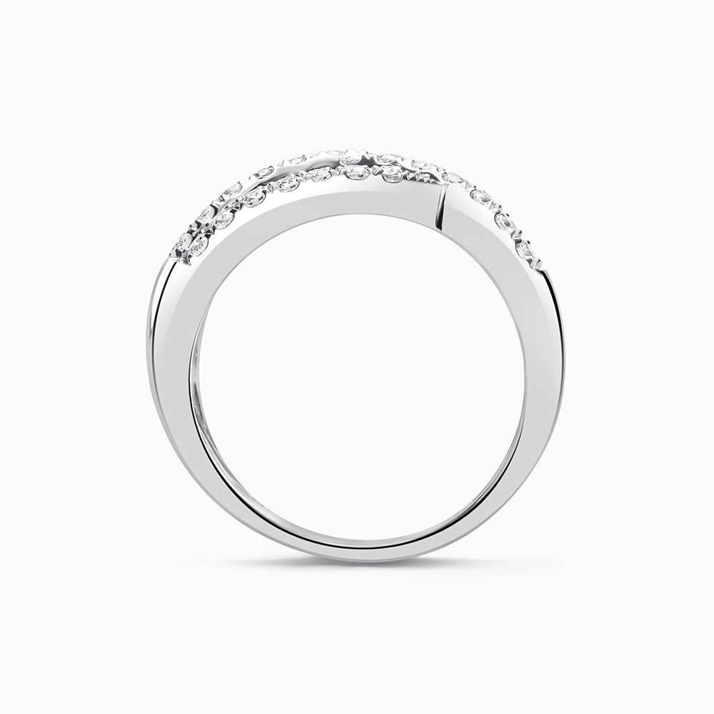18ct White Gold Diamond Set Crossover Ring