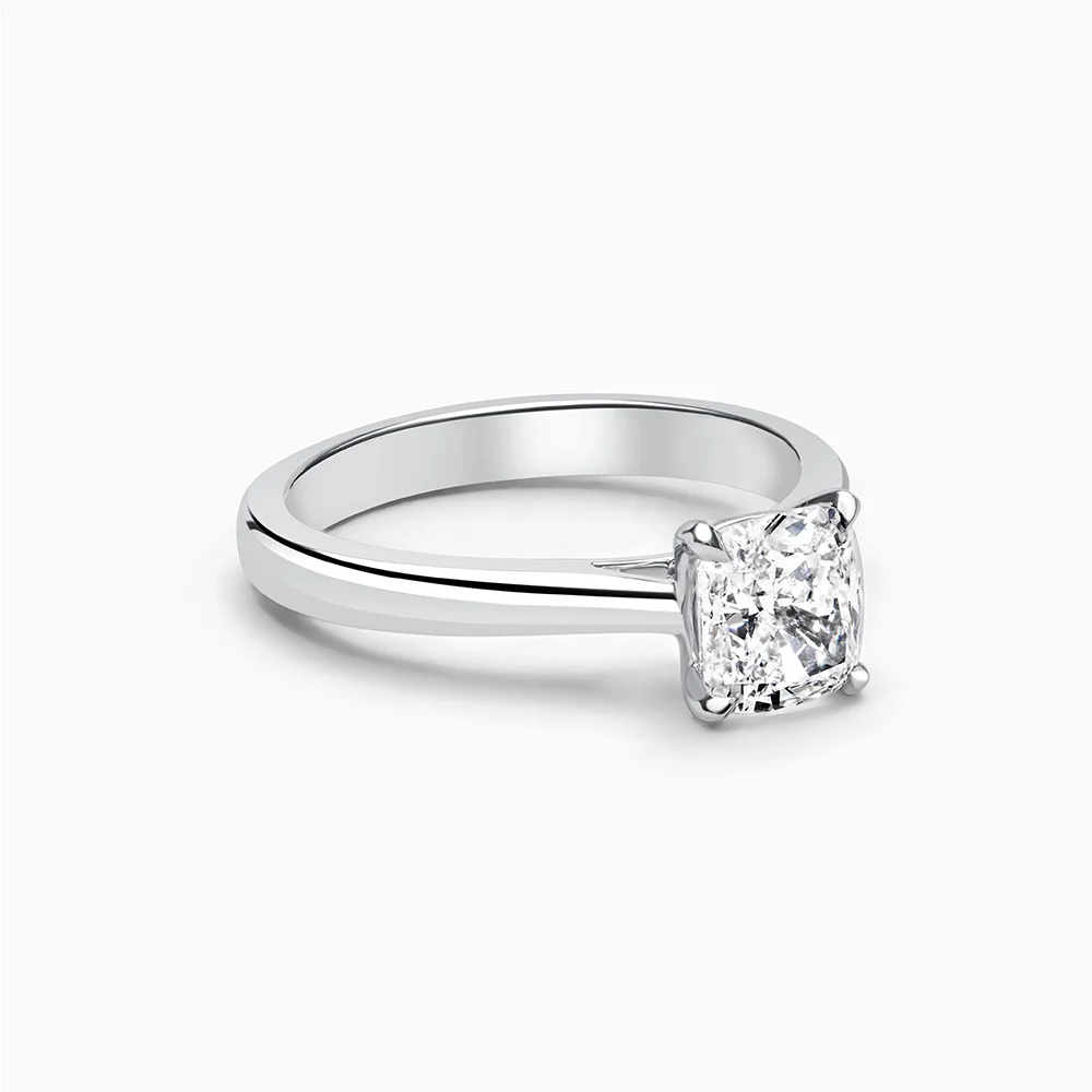 Platinum Cushion Cut Classic Wedfit Engagement Ring with Cushion, 1.11ct, F Colour, VVS2 Clarity - GIA 1423875370 
