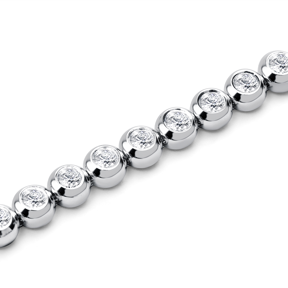 18ct White Gold Diamond Rubover Set Line Bracelet 