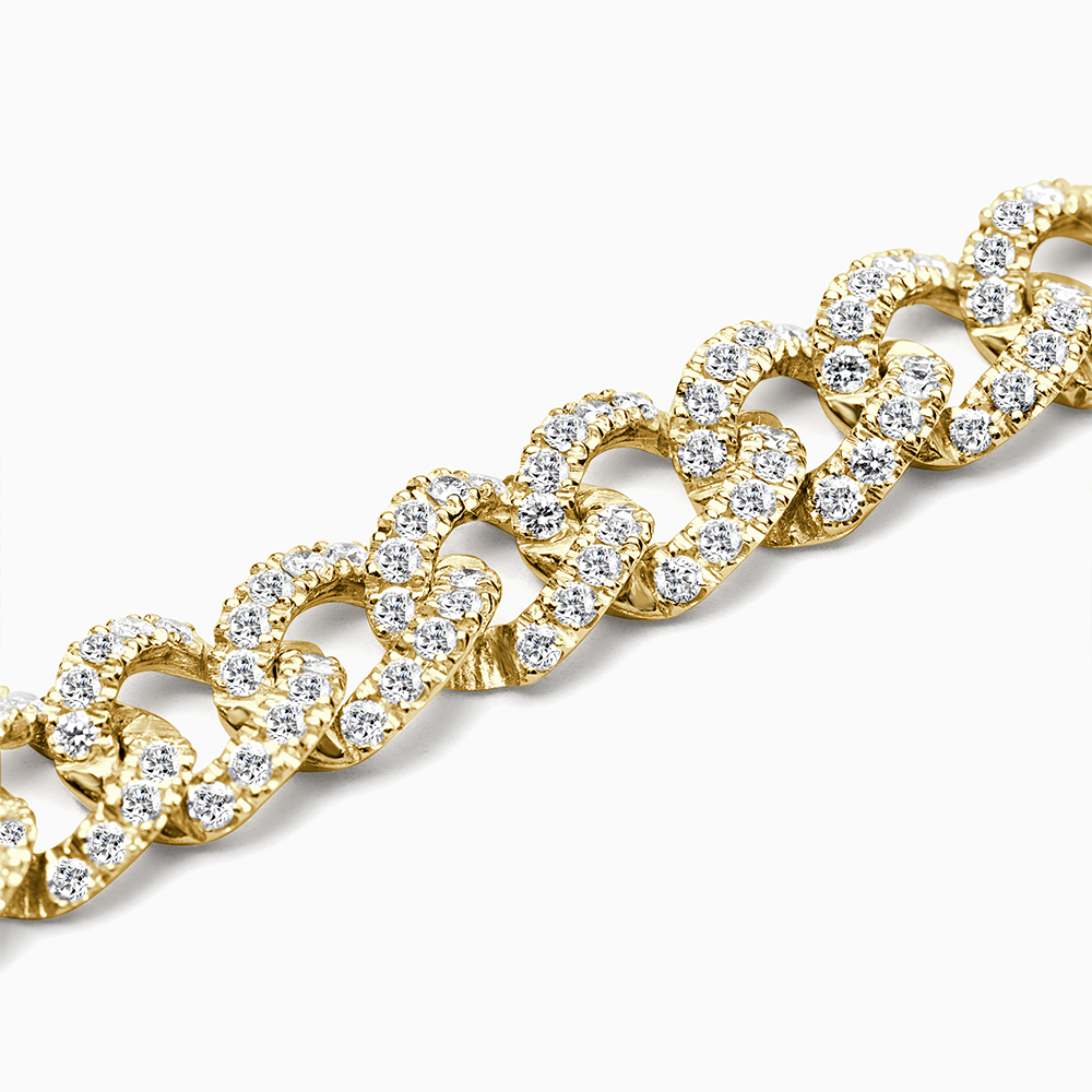 18ct Yellow Gold Small Link Diamond Set Chain Bracelet