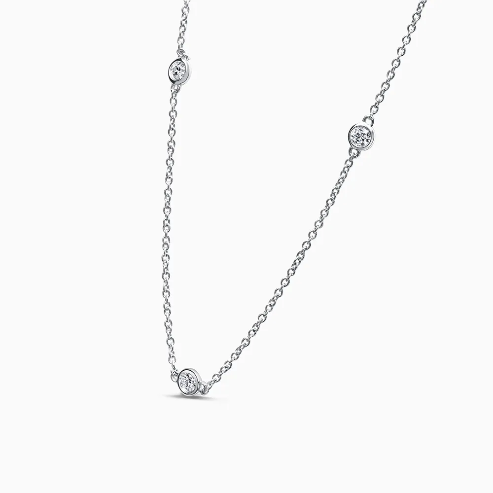 18ct White Gold Diamond Spectacle Set Necklace 3 Stone