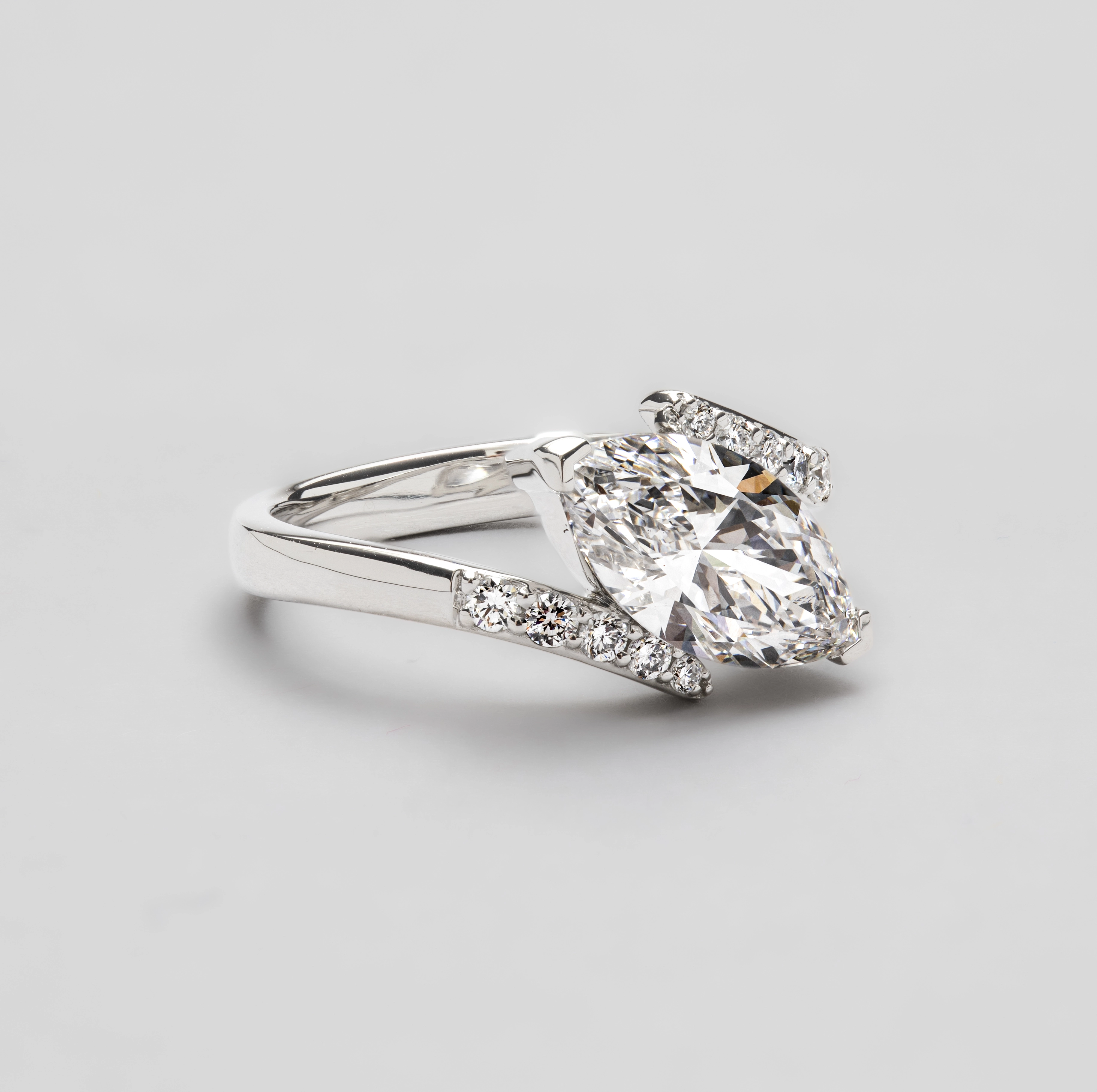[PDR8561] Platinum Crossover Set Marquise Lab Diamond Engagement Ring IGI - LG591339857