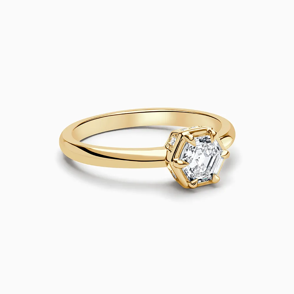 18ct Yellow Gold 18ct Yellow Gold Hexagon Diamond Ring
