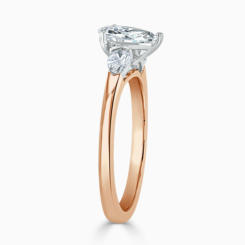18ct Rose Gold Pear Shape 3 Stone with Pears Engagement Ring