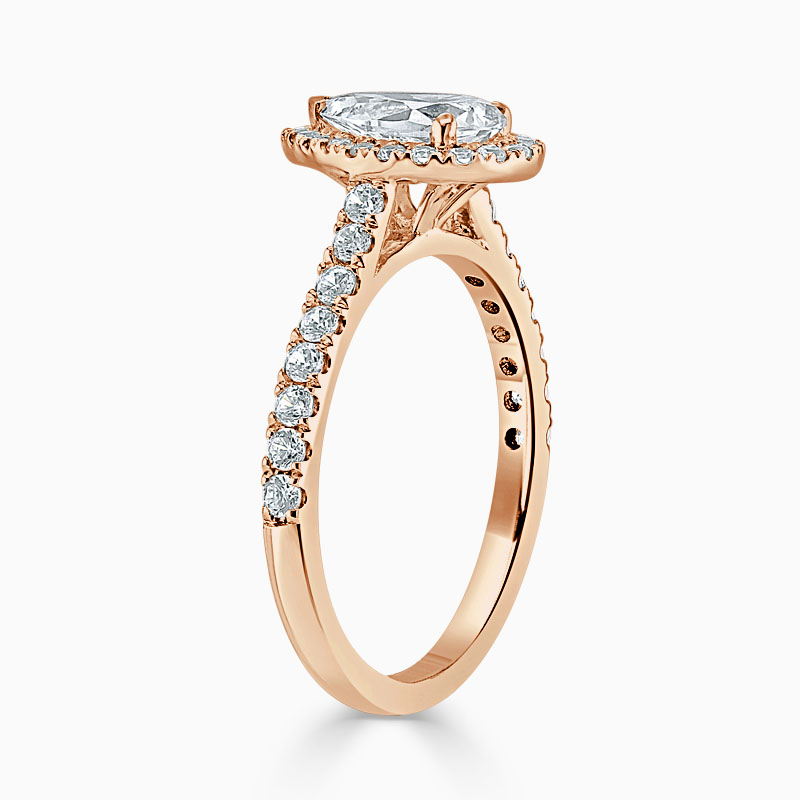 18ct Rose Gold Pear Shape Classic Wedfit Halo Engagement Ring