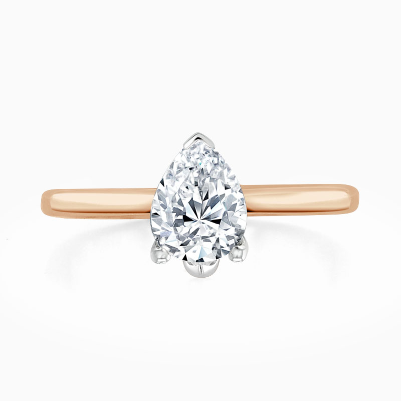 18ct Rose Gold Pear Shape Diamond Set Lotus Engagement Ring