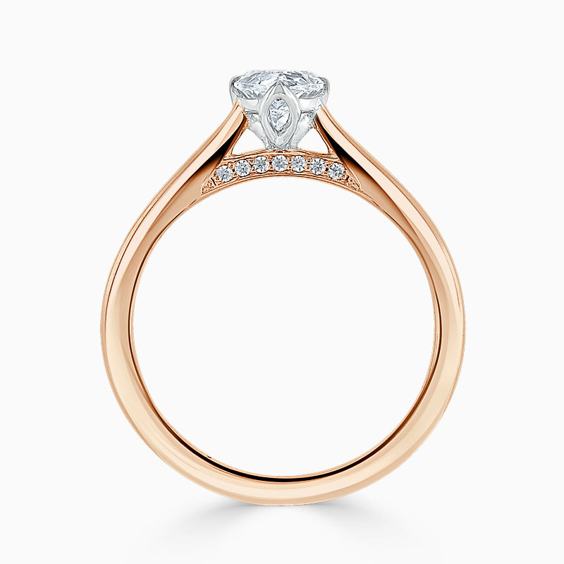 18ct Rose Gold Pear Shape Diamond Set Lotus Engagement Ring