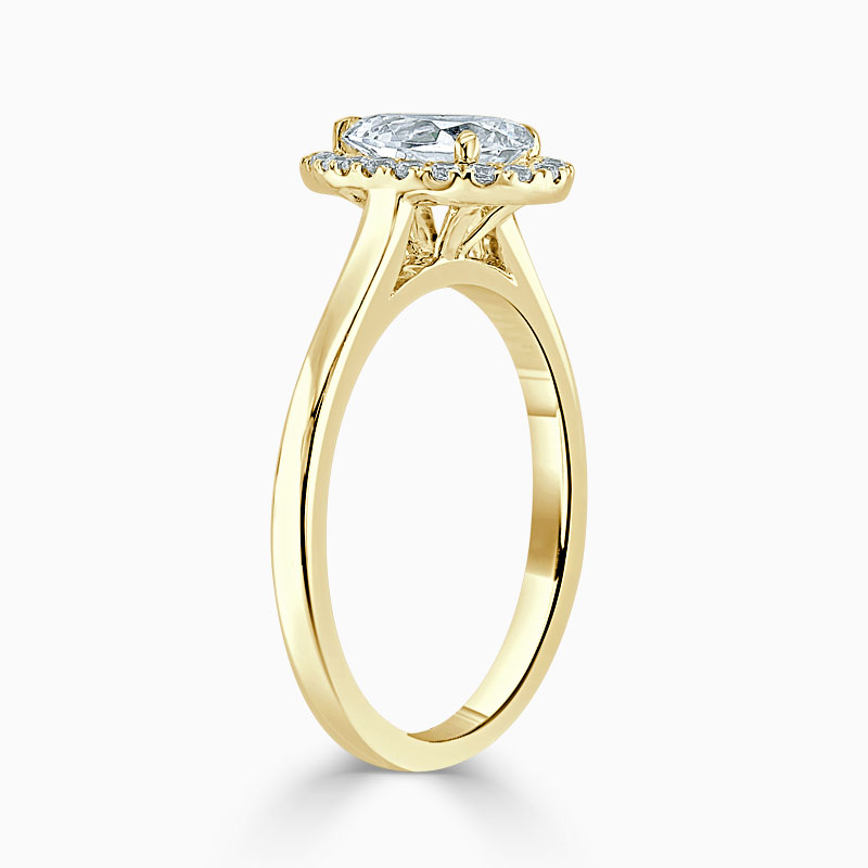 18ct Yellow Gold Pear Shape Classic Plain Halo Engagement Ring