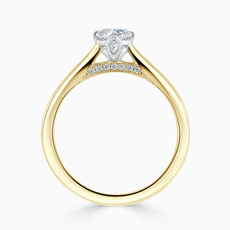 18ct Yellow Gold Pear Shape Diamond Set Lotus Engagement Ring