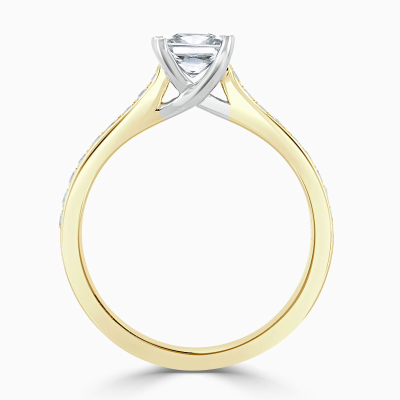 18ct Yellow Gold Princess Cut Openset Pavé Engagement Ring