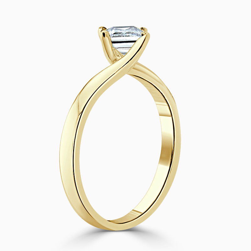 18ct Yellow Gold Princess Cut Twist Engagement Ring