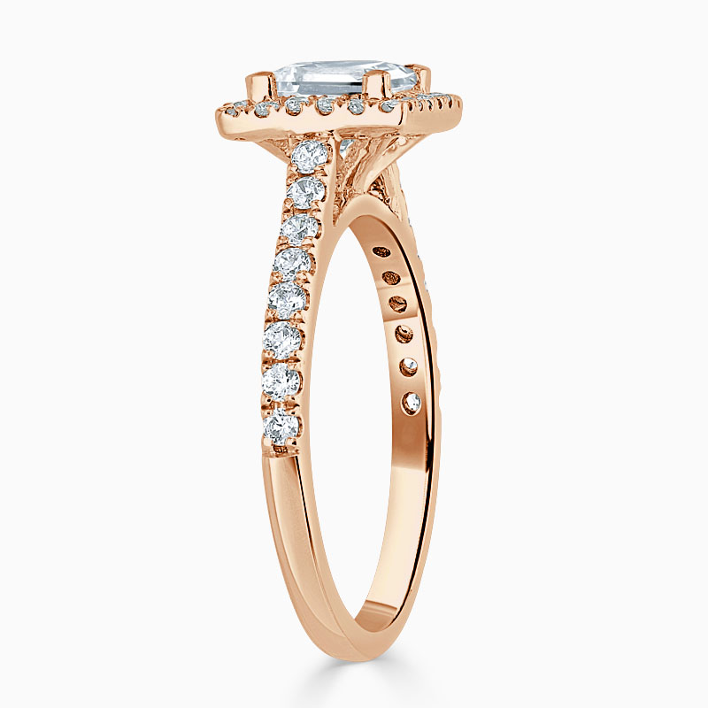 18ct Rose Gold Princess Cut Classic Wedfit Halo Engagement Ring
