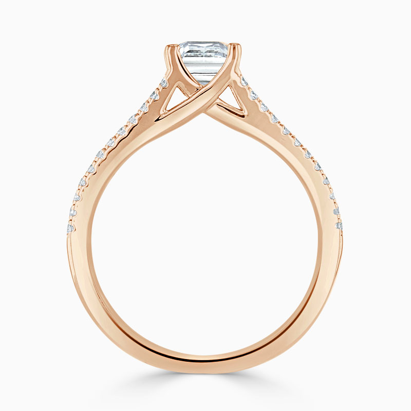 18ct Rose Gold Princess Cut Cutdown Split Shoulder Engagement Ring