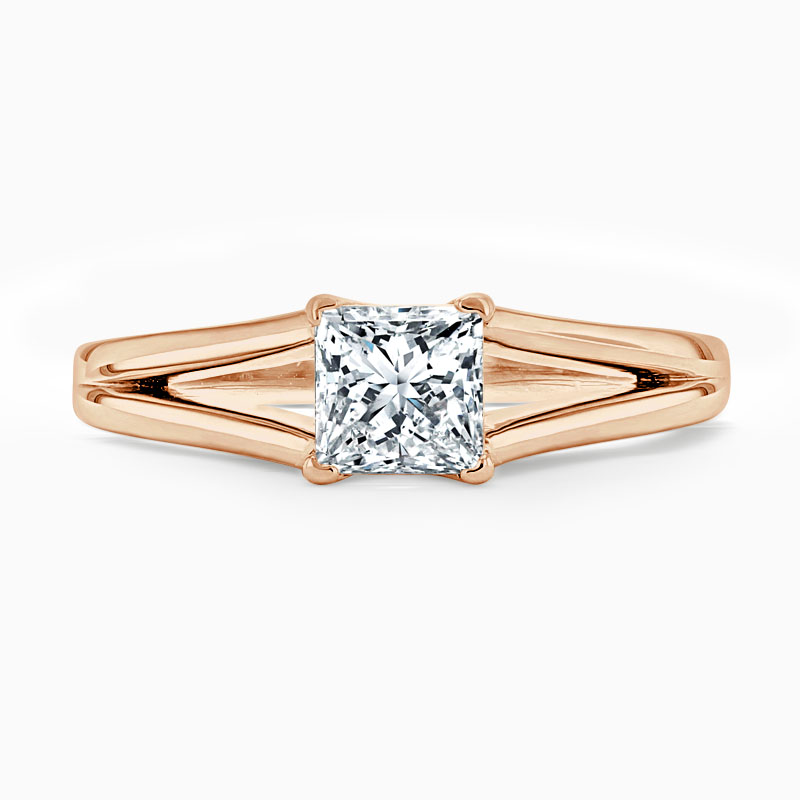 18ct Rose Gold Princess Cut Split Shoulder Engagement Ring