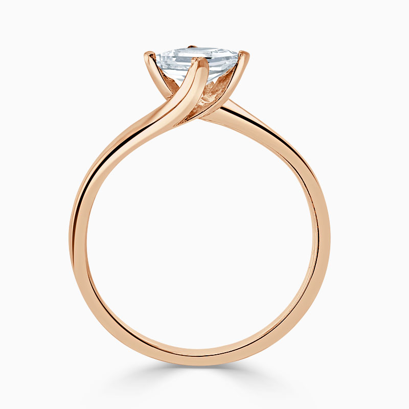 18ct Rose Gold Princess Cut Twist Engagement Ring