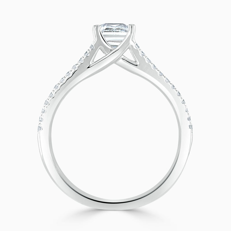 18ct White Gold Princess Cut Cutdown Split Shoulder Engagement Ring