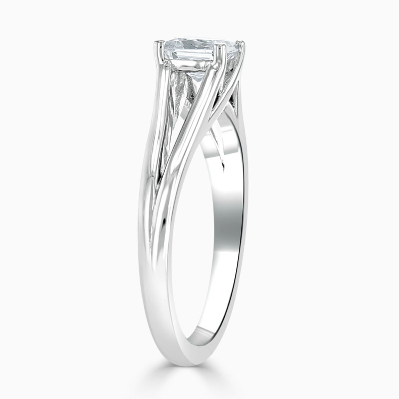 18ct White Gold Princess Cut Split Shoulder Engagement Ring